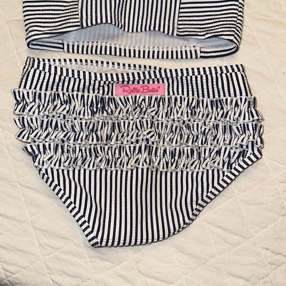 RUFFLE BUTTS Seersucker Waterfall Tankini Swim Suit Girls Size 8 - Picture 8 of 8